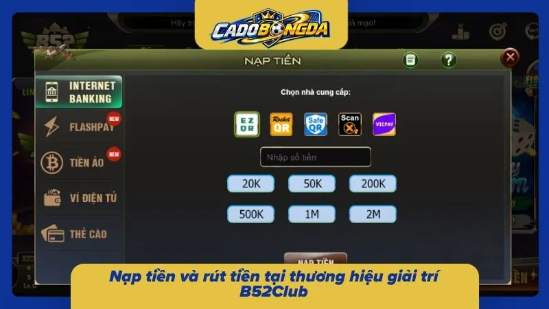 Quy trình nạp/rút tiền dễ dàng trong thời gian ngắn