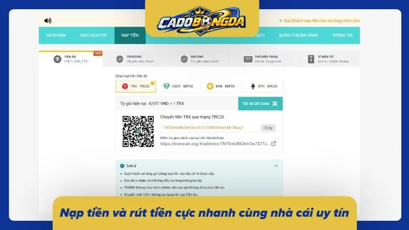 Nạp rút siêu đơn giản cùng nhà cái đẳng cấp