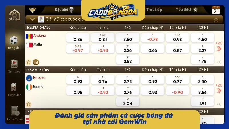 Hình thức cá độ bóng đá GemWin thu hút sự quan tâm của hội viên