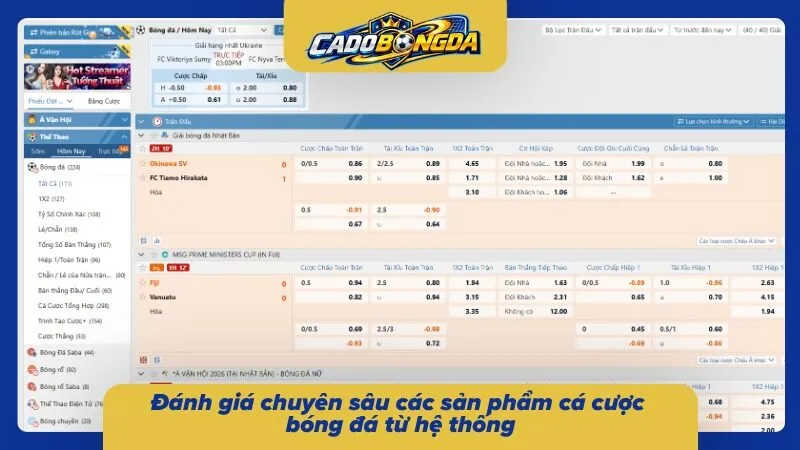 Danh mục bóng đá được phân tích qua nhiều thị trường cùng lựa chọn dự đoán đa dạng