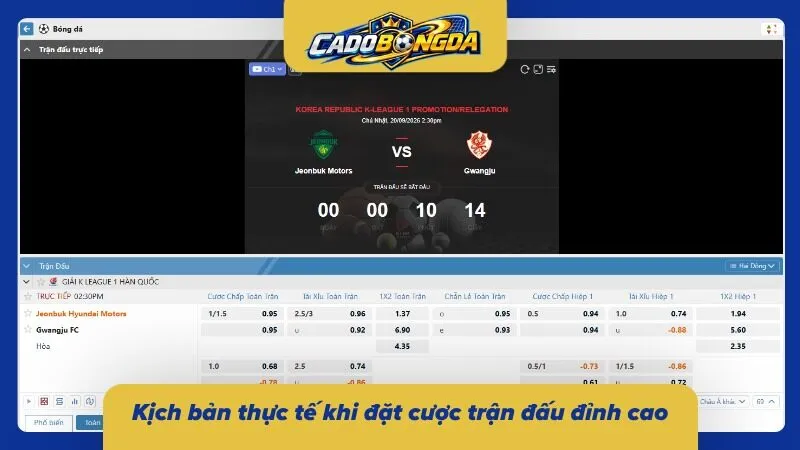 Phân tích tình huống thực tế theo tỷ lệ chấp