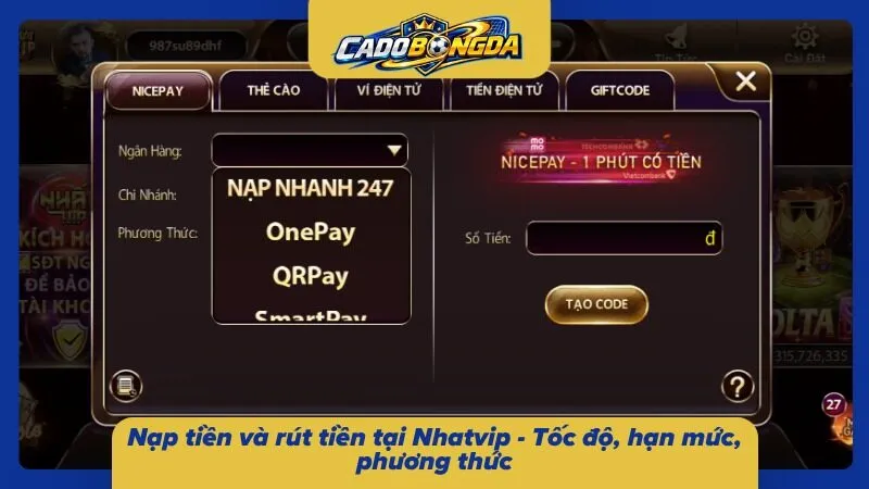 Giao dịch cực tiện lợi và nhanh chóng tại nhà cái