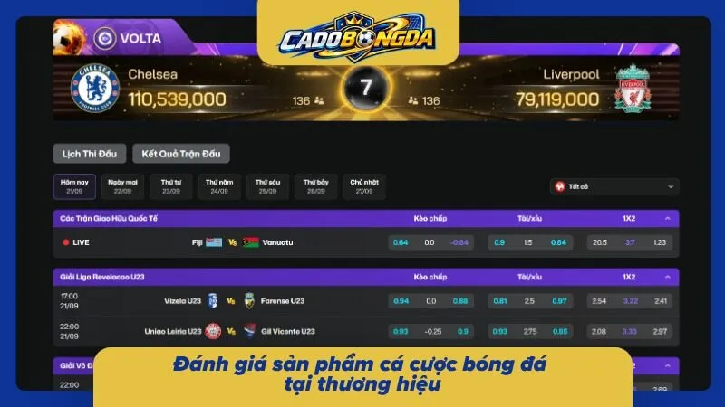 Toàn cảnh danh mục cá cược bóng đá và các sản phẩm thể thao