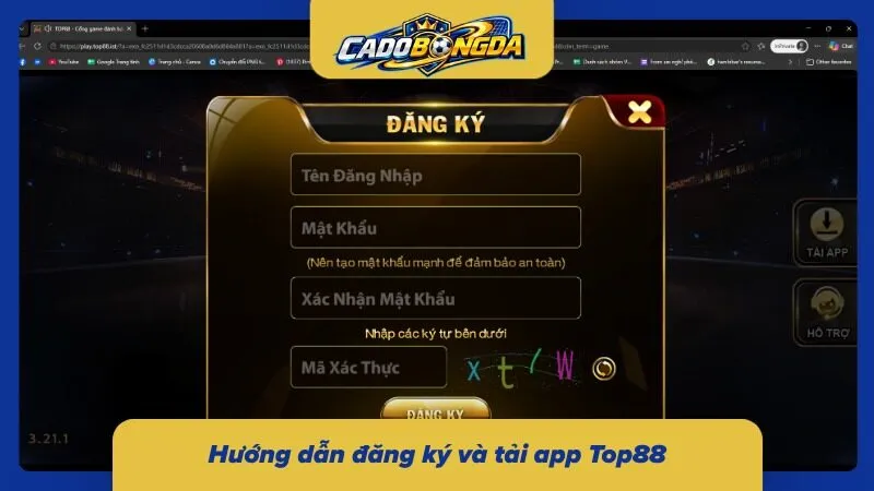 Cách tạo tài khoản Top88 và tải ứng dụng về máy