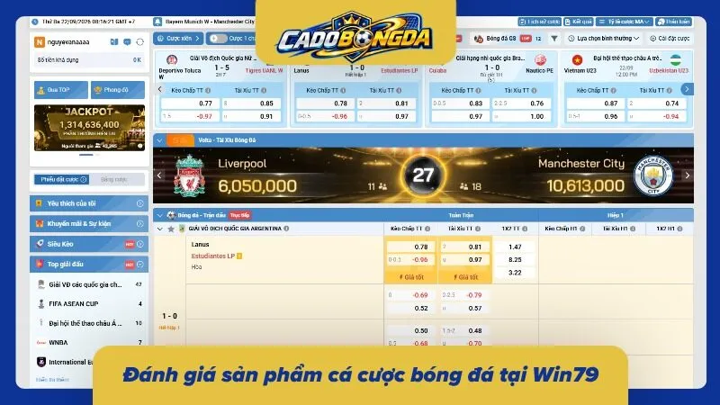 Bảng tỷ lệ kèo được update liên tục từng giây