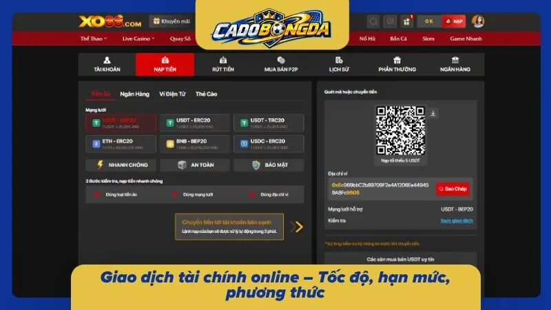 Các kênh giao dịch được xem xét qua tốc độ xử lý hạn mức và phương thức hỗ trợ