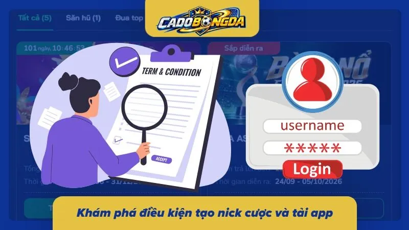 Điều kiện tạo nick cược và tải ứng dụng