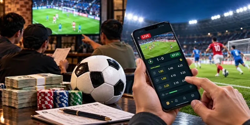 Minh họa khái niệm cá độ bóng đá và tỷ lệ cược
