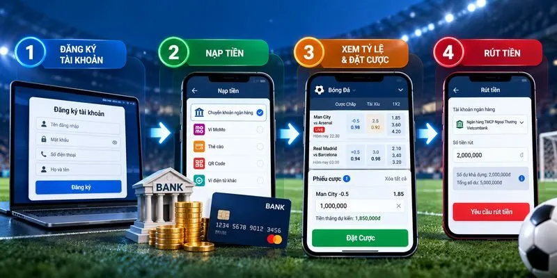 Bốn bước sử dụng trang cá độ bóng đá